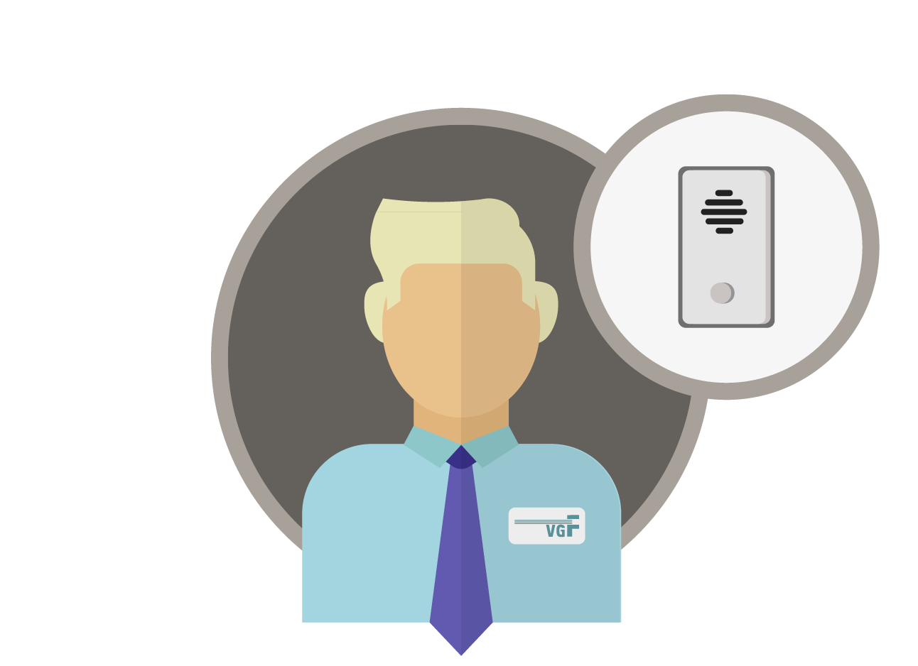 Das Bild zeigt die Grafik einer männlichen Ansprechperson