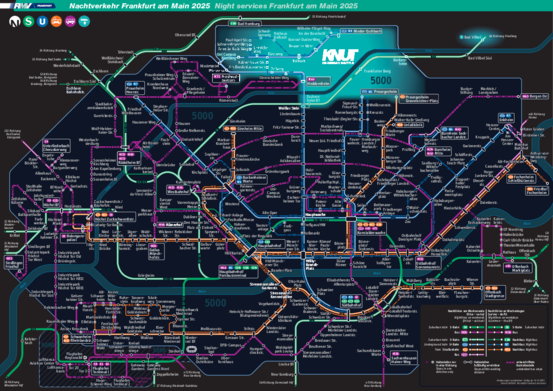 Liniennetzplan Nachtverkehr Frankfurt 2025